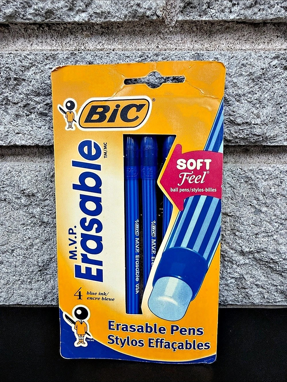 NOS BIC MVP Erasable Pens 4-Pack Blue NWT